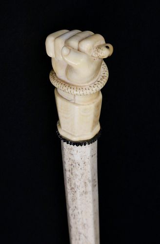FINE CARVED WHALE IVORY CLENCHED