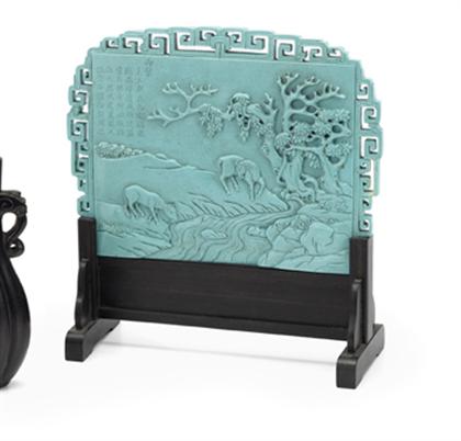 Fine Chinese carved turquoise and