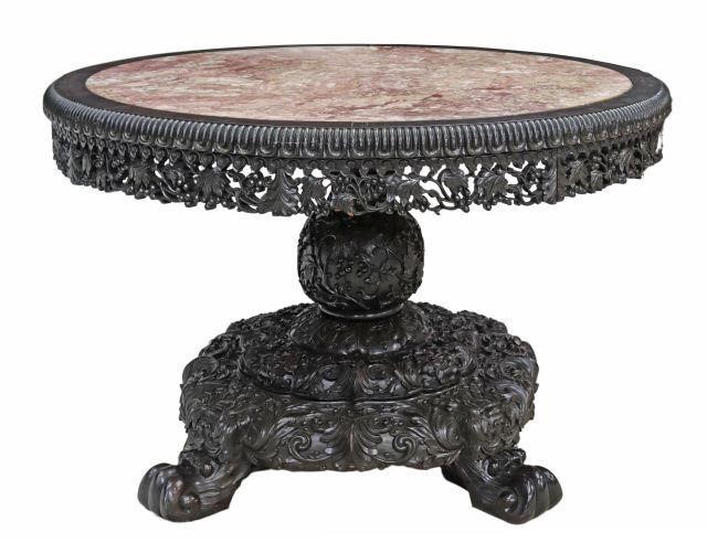 FINE CHINESE MARBLE-TOP CARVED