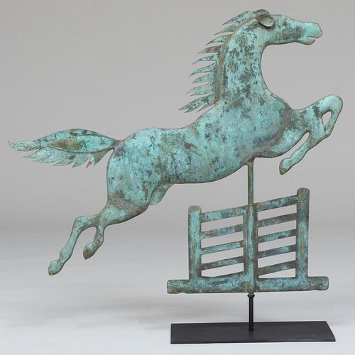 FINE COPPER STEEPLECHASE HORSE