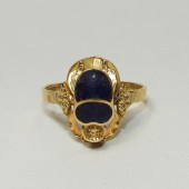 FINE EGYPTIAN 18K GOLD LAPIS L