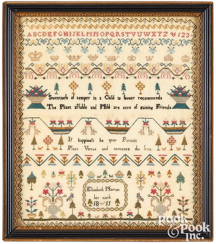 FINE ENGLISH SILK ON LINEN SAMPLER,