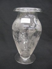 Fine Etched Crystal Vase poppy