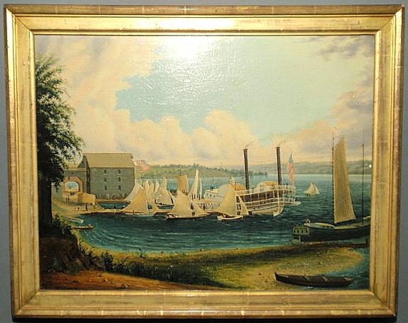 Fine folk art painting oil on