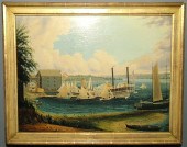 Fine folk art painting oil on