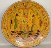 FINE FOLK ART RED SGRAFFITO "B