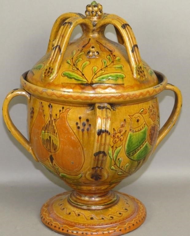 FINE FOLK ART SLIP DECORATED DOME