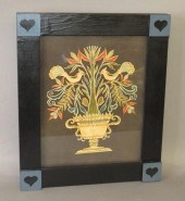 FINE FRAMED FOLK ART WATERCOLO