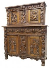 FINE FRENCH FIGURAL CARVED OAK