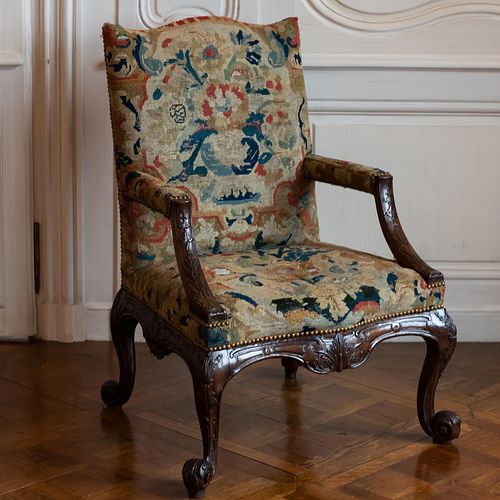 FINE GEORGE II CARVED MAHOGANY