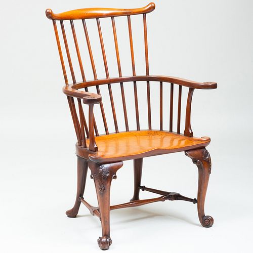 FINE GEORGE II MAHOGANY COMB BACK