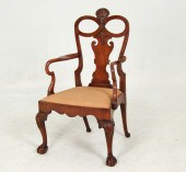 FINE GEORGIAN WALNUT ARM CHAIR