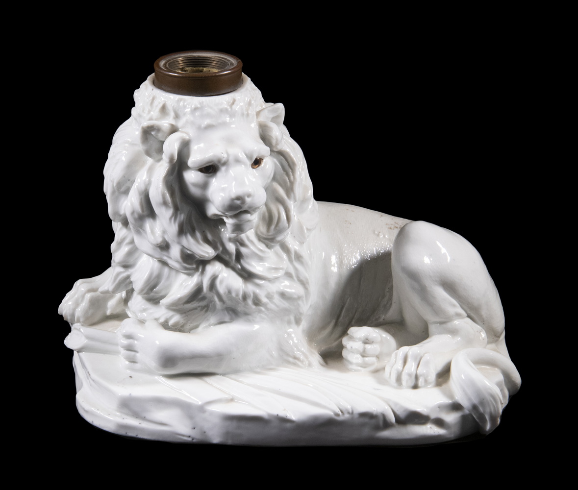 FINE GERMAN PORCELAIN LION FORM