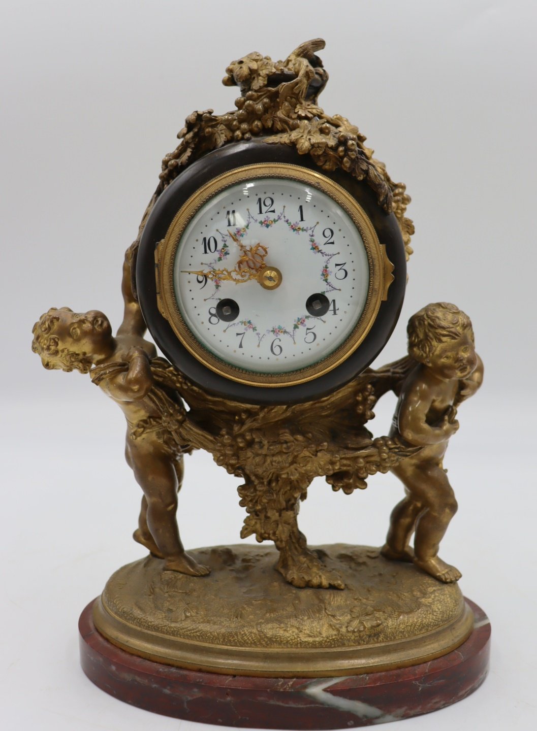 FINE GILT BRONZE FIGURAL CLOCK ON