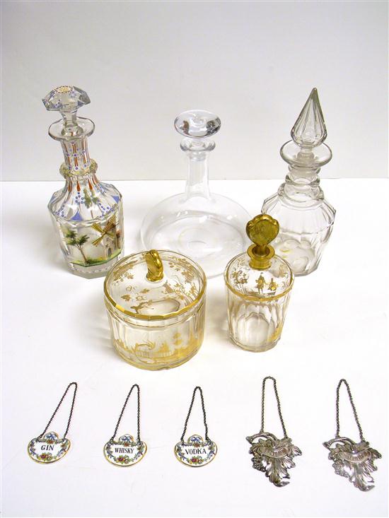 Fine glassware including: two