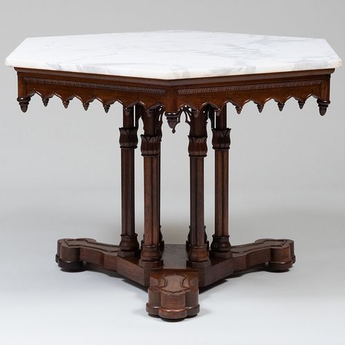 FINE GOTHIC REVIVAL CARVED ROSEWOOD