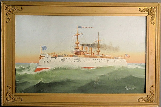 Fine gouache on board ship portrait