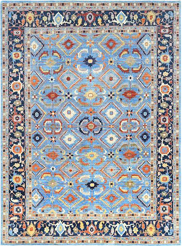 FINE HAND KNOTTED LIGHT BLUE WOOL