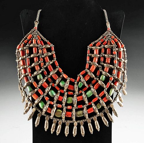 FINE INDIAN LADAKH SILVER, CORAL