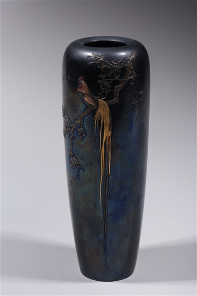 Fine Japanese mixed metal vase with