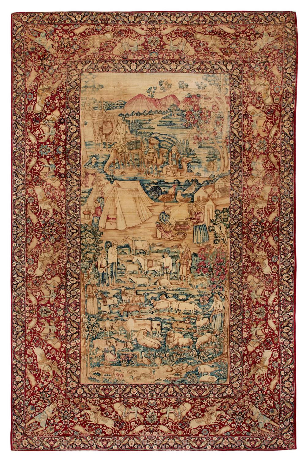 FINE KIRMAN PICTORIAL CARPET,