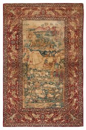 FINE KIRMAN PICTORIAL CARPET,