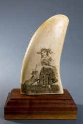 FINE LARGE WHALEMAN SCRIMSHAWE