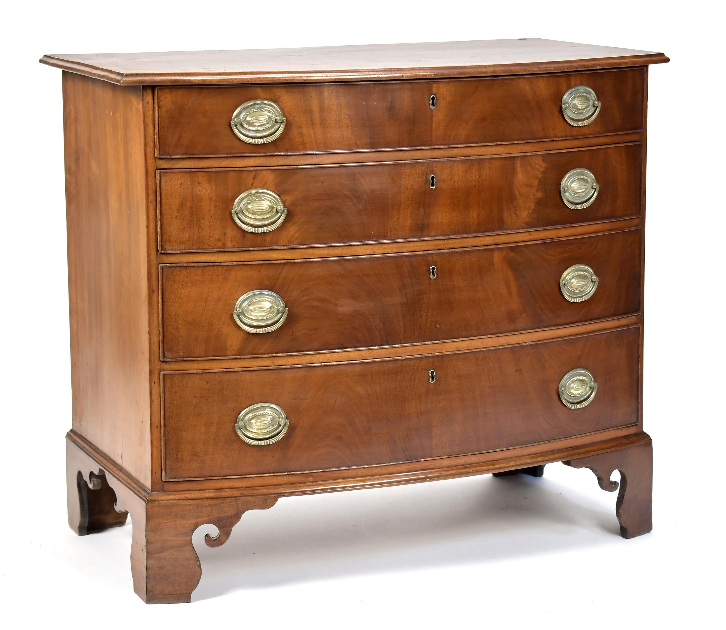 FINE MA MAHOGANY BOW FRONT CHEST CA