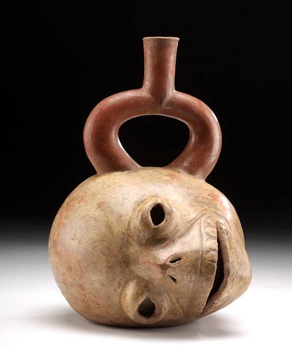 FINE MOCHE POTTERY SPOUTED VESSEL