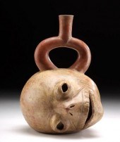 FINE MOCHE POTTERY SPOUTED VES