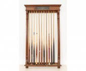 Fine oak billiard rack, circa