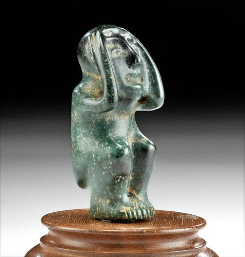 FINE OLMEC GREENSTONE CROUCHING