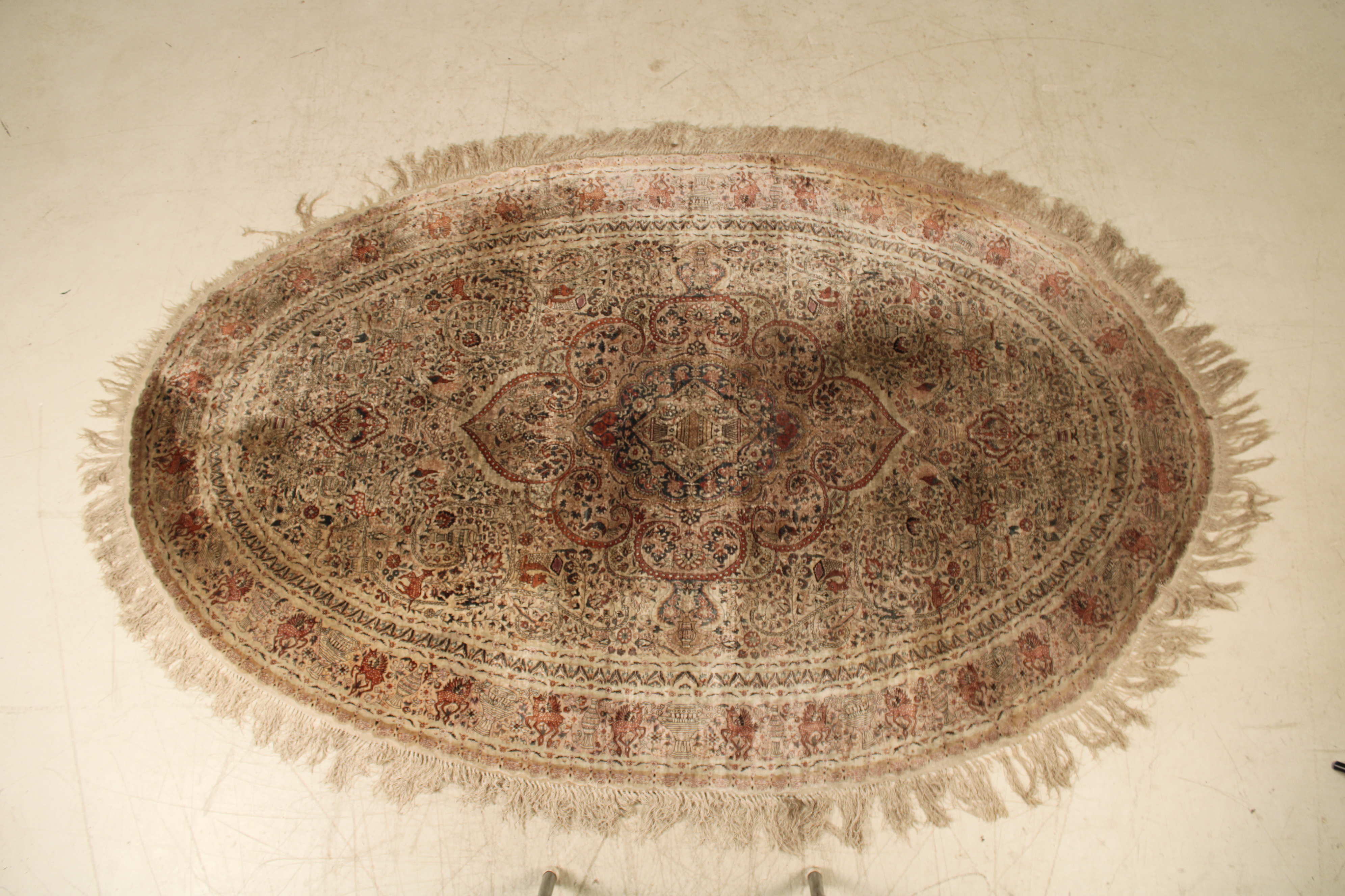 FINE OVAL SILK TABRIZ PERSIAN RUG