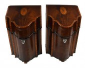 FINE PAIR FIGURED INLAID MAHOG
