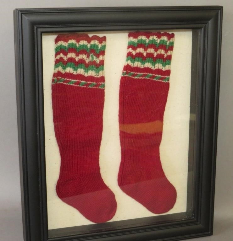 FINE PAIR OF AMISH KNIT WOOL BABY