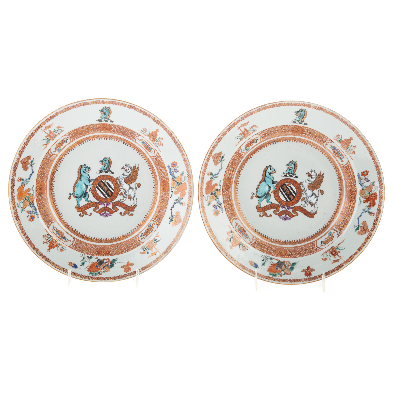 FINE PAIR OF ARMORIAL PLATES
