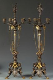 Fine Pair of Bronze & Gilt Bro