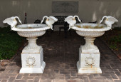 FINE PAIR OF CAST IRON SWAN HA