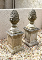 FINE PAIR OF CAST STONE ARTICH