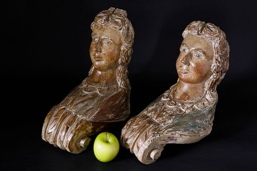 FINE PAIR OF MINIATURE FIGUREHEAD