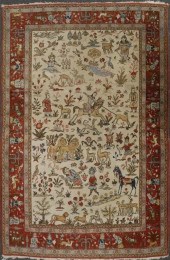 FINE PERSIAN QUM PICTORIAL RUG