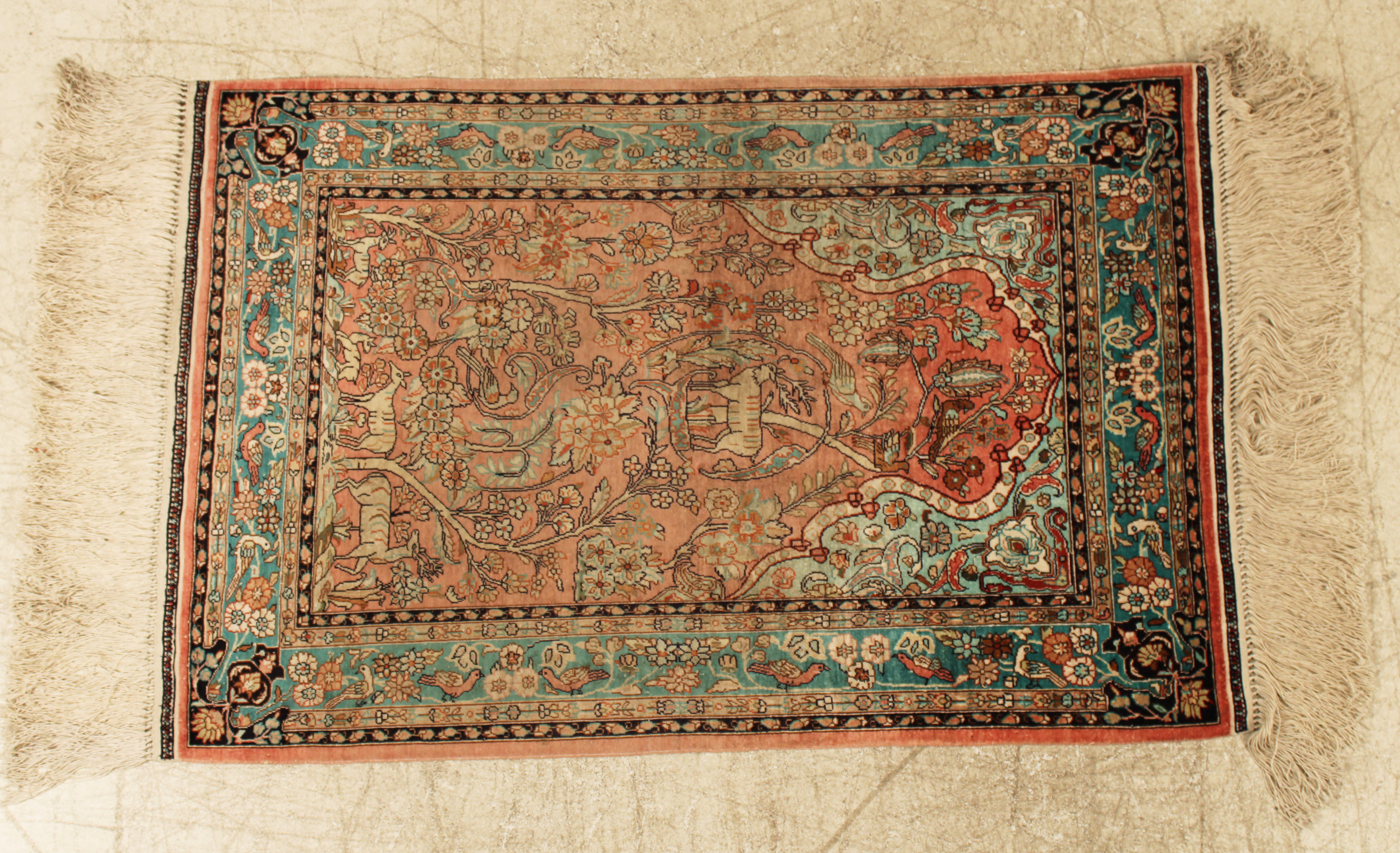 FINE PERSIAN SILK PRAYER RUG 2'1" X