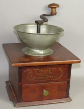 FINE PEWTER TOP COFFEE MILL BY
