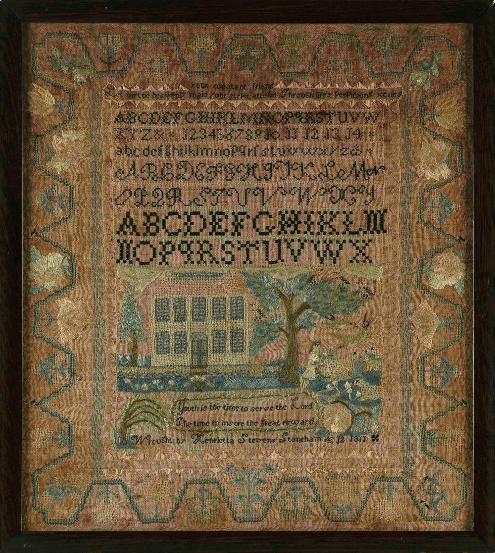 FINE PICTORIAL NEEDLEWORK SAMPLER