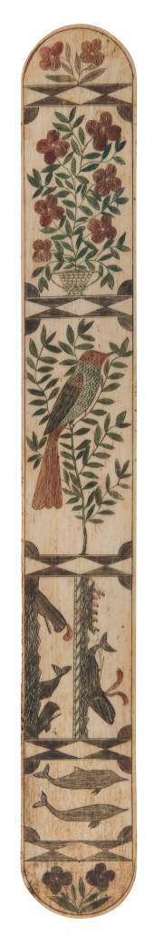 FINE POLYCHROME SCRIMSHAW WHAL