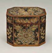 Fine quillwork tea box, rectan