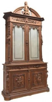 FINE RELIEF CARVED OAK GAME BI