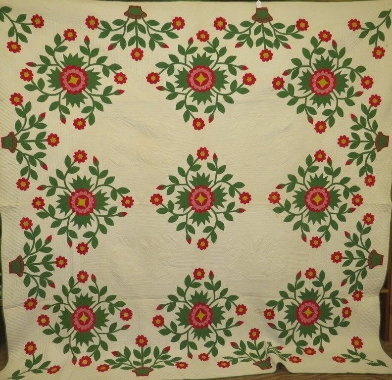 FINE "ROSE OF SHARON" APPLIQUED