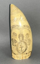 FINE SAILOR CARVED WHALE TOOTH