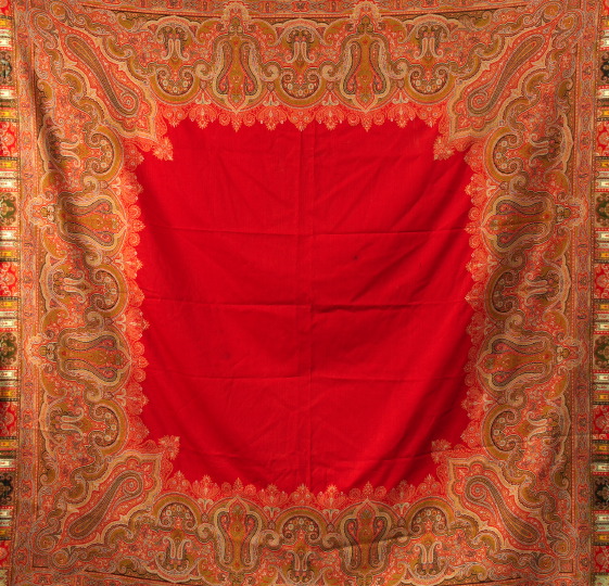 Fine Scarlet Paisley Shawl,  with
